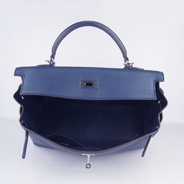 High Quality Hermes Kelly 35cm Togo Leather Bag Dark Blue 6308 - Click Image to Close